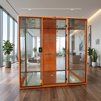 Cabine de bureau insonorisée moderne avec cadre en aluminium, écologique, tailles et couleurs personnalisables, idéale pour bureaux, études, hôtels