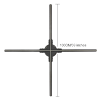 Proyector Holográfico de Piso 3D de 100 cm, Ventilador Holográfico 3D LED de Gran Tamaño para Tiendas, Bares, Halloween
