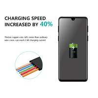 Câble de charge rapide USB Type-C vers Type-C PD 60W 1M pour appareils intelligents, appareils photo et ordinateurs - Matériau PVC Blanc