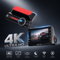 Caméra de tableau de bord double objectif 4K avec Wi-Fi intégré, écran IPS 3 pouces, batterie 200 mAh, garantie 1 an, GPS, vision nocturne et enregistrement en boucle