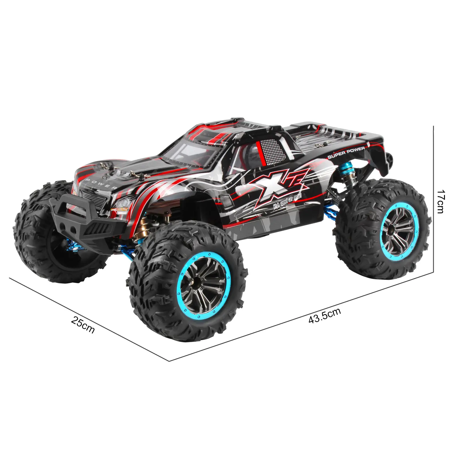 1/10 Large All-metal Chassis 3S Lithium Battery Power Remote Control Monster Pickup Truck Cross-country Adult Model Toy Car