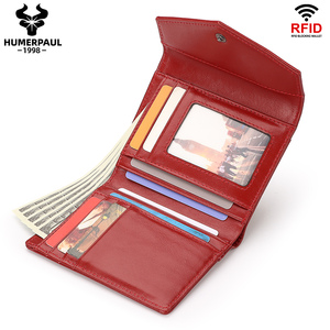 HUMERPAUL porta carte da donna fermasoldi in vera pelle moda RFID portafogli da donna portafoglio sottile da donna - Product Image 4