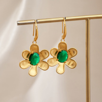 Nouvelles boucles d'oreilles pendantes Dazan 2027, plaqué or 18 carats, en acier inoxydable hypoallergénique, motif tournesol vert vintage avec zircon, collection hiver.