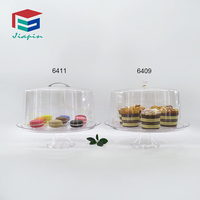 Plateau de gâteau alimentaire en plastique polycarbonate incassable empilable transparent de couverture de dôme de 12 pouces