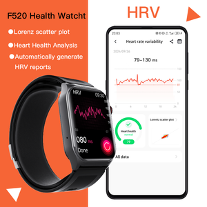 ساعة F520 الطبية لمراقبة ضغط الدم والنوم ومعدل ضربات القلب والأكسجين في الدم مع إمكانية الرد على المكالمات لنظام iOS، شاشة مربعة، عمر البطارية 7-14 يومًا، تقنية NFC - Product Image 4
