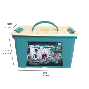 Jeu de Rôle Imaginatif pour Enfants 4-6 Ans : Ensemble de Soldats en Plastique Éducatif avec Grand Château <span class=keywords><strong>du</strong></span> Royaume des Chevaliers et Figurines Cool Argent/Noir - Product Image 4