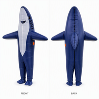Costume de Requin Gonflable 4 Couleurs – Tenue Complète Amusante avec Ventilateur et Fenêtre en Maille pour Halloween, Fêtes à la Piscine et Cosplay