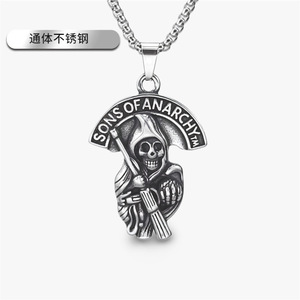 Collar con Colgante de Calavera de Acero Inoxidable Estilo Gótico para Hombre, Joyería <span class=keywords><strong>Sons</strong></span> of <span class=keywords><strong>Anarchy</strong></span>, Regalo de Navidad - Product Image 2