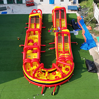 Parcours d'obstacles gonflable géant Ninja, parcours d'aventure gonflable commercial en PVC pour la location d'événements en plein air EN14960