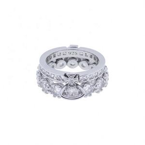 18K Gold Plated Women's Hip Hop Brass Gemstone Heart Double Layer Detachable Crown Gold Silver <b>Ring</b> Elegant Luxurious <b>Ring</b> - Product Image 4