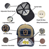 Gorra Trucker Snapback de 6 Paneles con Logotipo Metálico 3D de Western Metal, Casual, Moderna, de Mezclilla, Lona, Jersey y Malla, para Pesca, Playa y Actividades al Aire Libre