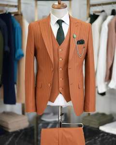 Costume sur mesure pour hommes col hirondelle veste <span class=keywords><strong>gilet</strong></span> pantalon coupe italienne coupe ajustée-<span class=keywords><strong>Beige</strong></span> - Product Image 3