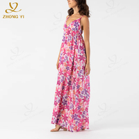 Fabricant de marque de vêtements personnalisé été femmes lâche coton lin impression florale sans manches confortable plage décontracté Maxi robes