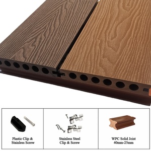 Planches de terrasse en WPC avec système T&G, sans joint, <span class=keywords><strong>languette</strong></span> et rainure, panneaux de terrasse en WPC creux, légers et durables, terrasse extérieure - Product Image 5