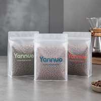 Bolsas de Plástico Personalizadas para Granos de Café, Mate, Esmeriladas, Transparentes, con Fondo Plano, Translúcidas, de 250G, con Válvula y Cierre