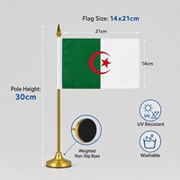 Drapeau de bureau miniature Algérie de luxe, écologique, avec base et mât, directement de l'usine, pour table de bureau