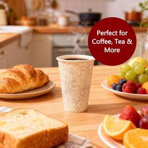 SOPARO Vasos Desechables de Papel para Café con Tapa, Estilo Ondulado, 16 oz, 50 Vasos, 50 Tapas, para Bebidas Calientes y Frías, Café, Té, Servicio de Alimentos - Product Image 1