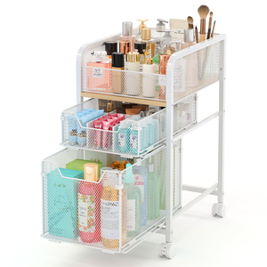 Custom Design 3 Tier Movable Schoolbag Rack Trolley Under-Table Sturdy <b>Bookshelf</b> Rack for Home Use - Product Image 1