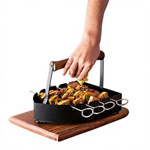 Soporte para Brochetas de Hierro Fundido con Mango de Madera, Bandeja para Servir a la Parrilla, Set de Cocina para BBQ - Product Image 2