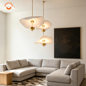 Lampadario Personalizzato a Foglia di Loto Grande, Lampada a Sospensione Moderna a 3 Teste per Hall di Hotel e Ville di Lusso - Product Image 5