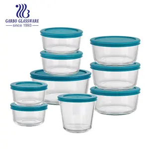 硼硅酸盐玻璃食品储存容器9台组合碗套装餐具厨房便携式密封饭盒玻璃器皿