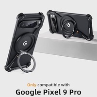Étui de téléphone en métal sans bordure Z Case avec support rotatif à 360 degrés, compatible avec la charge sans fil pour Google Pixel 9 Pro XL