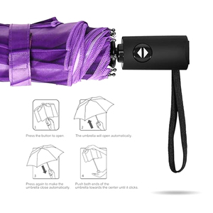 Parapluie coupe-vent à 8 côtes violet à fermeture automatique Cadre en métal robuste Design moderne pour les voyages Logo personnalisé Promotions commerciales - Product Image 6