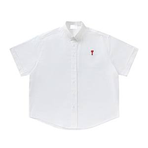 Chemise à manches courtes en coton pour <span class=keywords><strong>homme</strong></span> avec col montant Ami, vêtement décontracté de haute qualité pour l'été, brodée, populaire à <span class=keywords><strong>Paris</strong></span> - Product Image 2