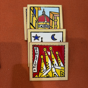 Posavasos Cuadrado de Terracota con Base de Corcho, Diseño Artístico de Lugares Emblemáticos de la Ciudad, Recuerdo de Viaje de España e Italia, Tapete para Bebidas de Café y Té - Product Image 5