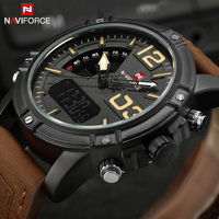 Reloj de Pulsera Deportivo Naviforce 9095 de Lujo, Marca de Moda, Reloj de Cuarzo para Hombre, Fecha, Semana, Doble Hora, Digital, Analógico, de Cuero