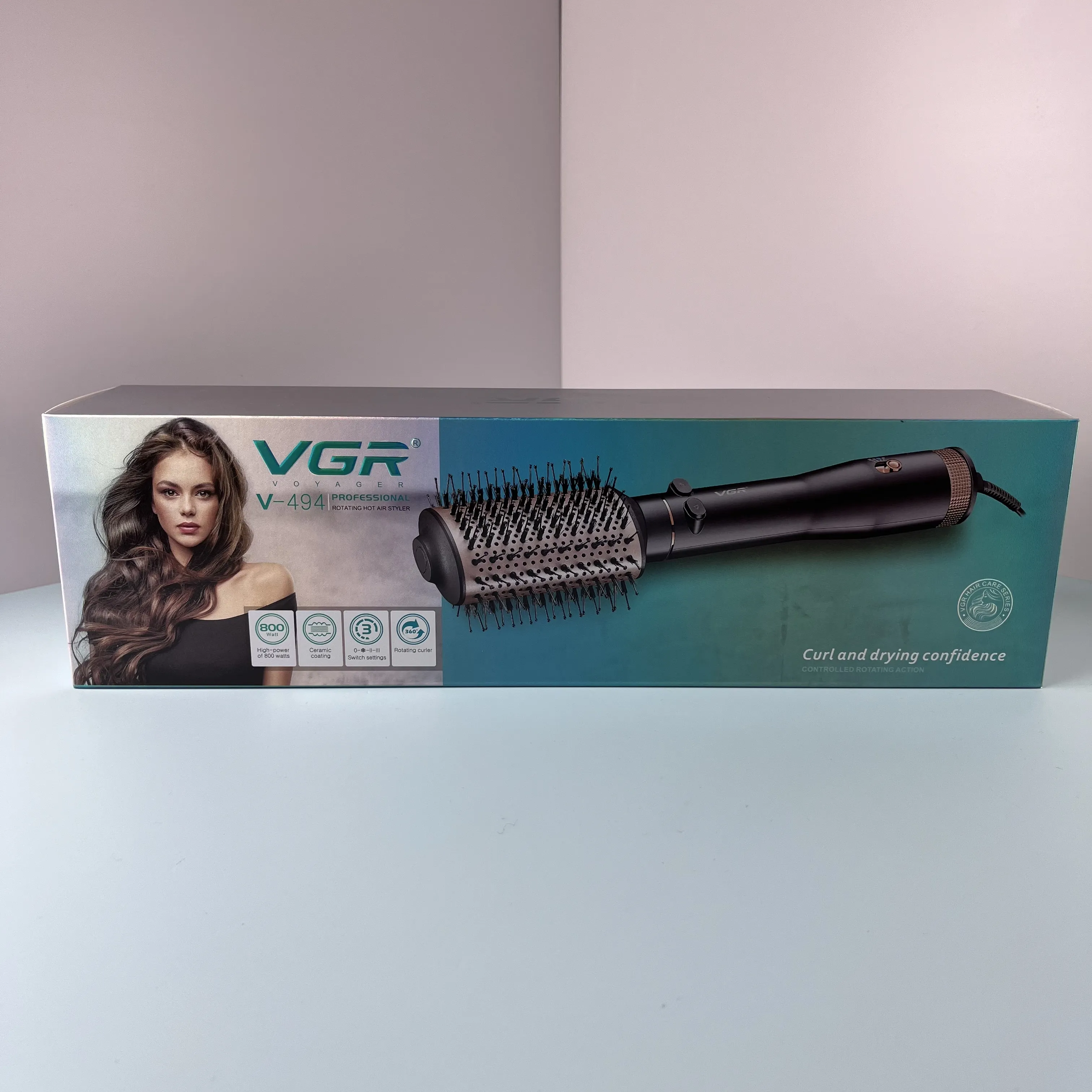 Vgr V-494 en kaliteli 3 In1 saç kurutma makinesi güç kablosu sıcak hava fırça tarak şekillendirici profesyonel elektrikli saç düzleştirici ve bigudi