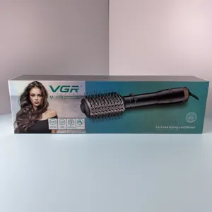 Vgr V-494 Best Quality 3 In1 Hair Dryer Power Cord Hot Air Brush Comb Styling Professional Electric Hair Straightener And Curler