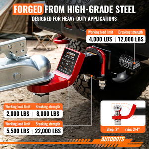 Kit d'accessoires de remorquage robuste avec stabilisateur anti-tintement et goupille de verrouillage sécurisée, compatible avec attache de remorque en acier de 2 pouces - Product Image 4