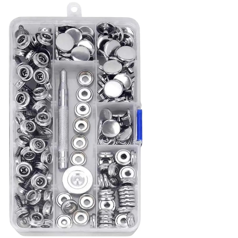 100/150-Pieces Stainless Steel Marine Grade Canvas and Upholstery Boat Cover Snap Button Fastener Kit w/Installation Tool