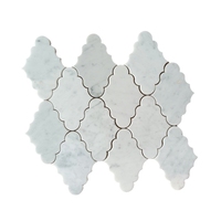 Carreaux de mosaïque à jet d'eau en marbre blanc
