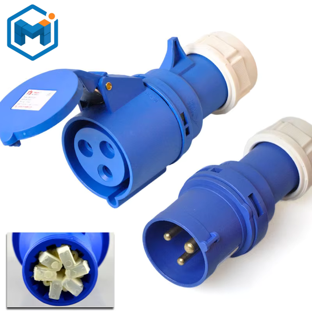 16amp Ip68 Waterproof Sockets Plugs 32a Plug and 32 Amps Single Phase 5 Pins Industrial Socket
