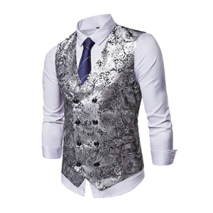 Hommes de Jacquard Boutique <span class=keywords><strong>Gilet</strong></span> <span class=keywords><strong>Double</strong></span> <span class=keywords><strong>Boutonnage</strong></span> Fête de Soirée <span class=keywords><strong>Gilet</strong></span> - Product Image 5
