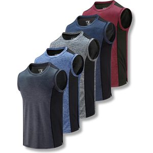 FOXA Débardeurs de sport pour hommes, extensibles, à séchage rapide, sans manches, pour l'entraînement, lot de 5 - Product Image 1