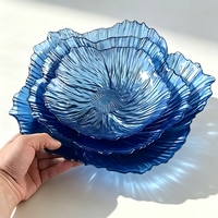 Assiette de service en verre à bords festonnés, écologique, non toxique, durable, pour desserts, mariages de luxe, maison et cuisine