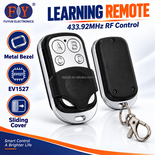 Metal Bezel Black Case EV1527 433mhz RF Wireless Universal Learning Smart Home Garage Door Gate Motor Controller Remote Control