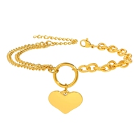 Bracelet en acier inoxydable avec pendentif cœur romantique, style baroque, chaîne gothique, bracelet de couple Kpop pour femmes, accessoires de bijoux