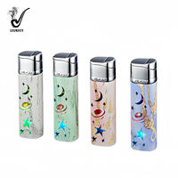 Briquet à flamme rouge coloré créatif promotionnel personnalisé OEM, briquet coupe-vent rechargeable au gaz butane pour fumer des cigarettes