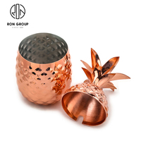 Vente en gros populaire moscou mule mug gobelet bar à boire cuivre pin tasse exquise acier inoxydable tasse ananas avec paille