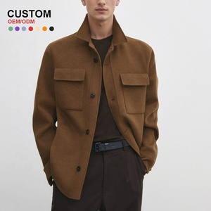 OEM Custom Design <strong>Men's</strong> Double-Pocket Double-Sided Wool <strong>Tweed</strong> With Lapel Unique Style Shirt Wool <strong>Jacket</strong> - Product Image 1