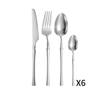 Cubiertos de acero inoxidable de lujo, 24 Uds., cuchillo de cintura pequeña, tenedor, cuchara, cubiertos dorados, juego de cubiertos - Product Image 1