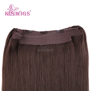 K.SWIGS 9 #   Extensions de cheveux invisibles brun foncé à double trame, cheveux humains Remy lisses, 10-30 pouces, 100g, sans clip, extensions Halo - Product Image 5