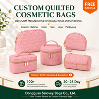 Pochette cosmétique en cuir PU matelassé rose en forme de cœur, logo personnalisé, sac à maquillage, trousse de toilette de voyage, vente en gros, fabricant OEM