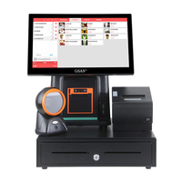 Caisse enregistreuse POS tout-en-un, écran tactile capacitif 15,6 pouces, système POS Windows Intel I5 avec imprimante thermique pour restaurant