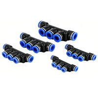 Raccord rapide pour tube pneumatique 4 voies PZA/PK bleu noir 4/6/8/10/12 mm, connecteur pour tuyau pneumatique et d'eau