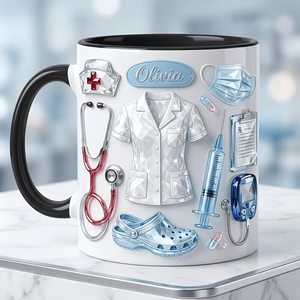 Taza <span class=keywords><strong>de</strong></span> Cerámica Personalizada Estilo Uniforme Médico con <span class=keywords><strong>Diseño</strong></span> <span class=keywords><strong>de</strong></span> Dama, Regalo <span class=keywords><strong>para</strong></span> el Día <span class=keywords><strong>de</strong></span> la Enfermera, Ideal <span class=keywords><strong>para</strong></span> Café - Product Image 2